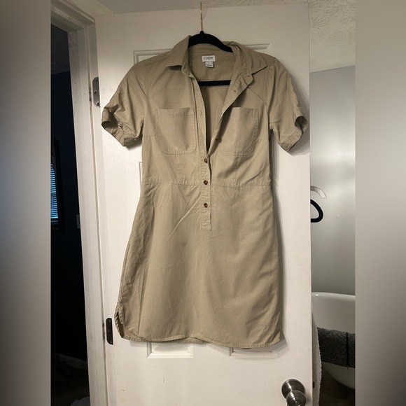 J. Crew Dresses & Skirts - J Crew khaki Button Down Tie Dress- SEE PICS